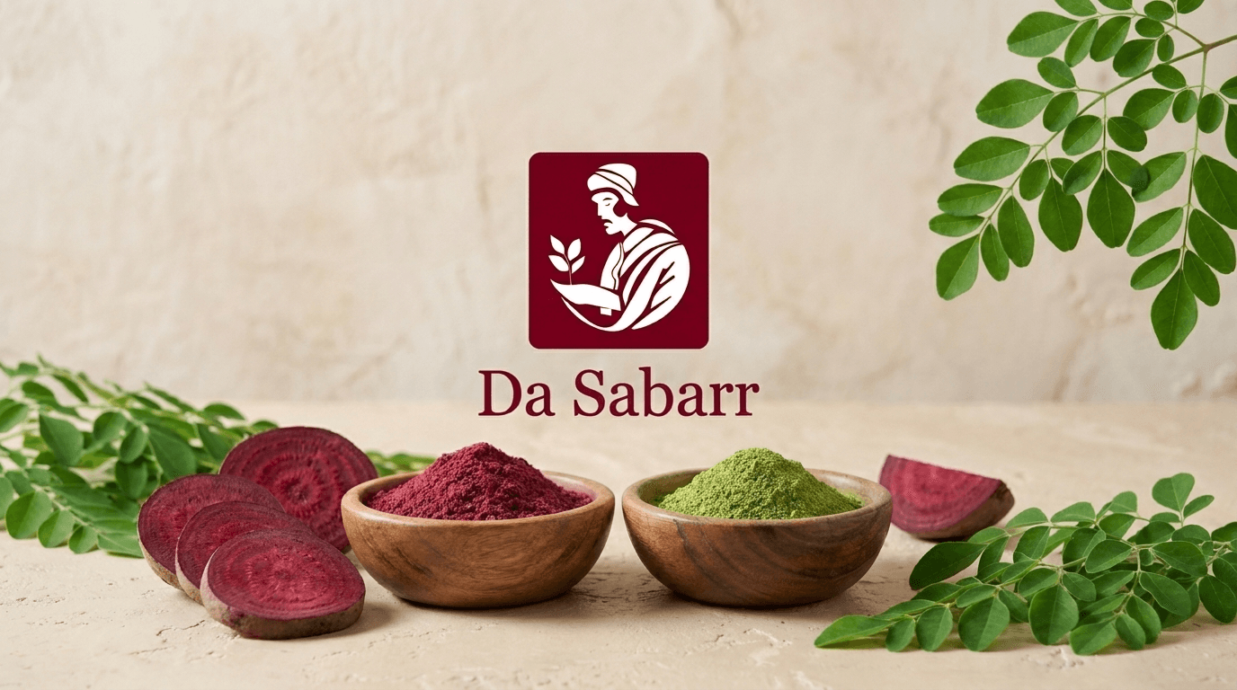 Da Sabarr organic superfood powders arrangement